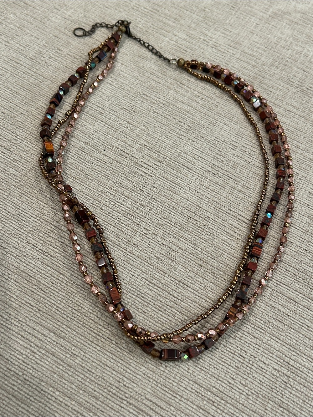 Multi-Strand copper color with jasper stone Beaded Necklace